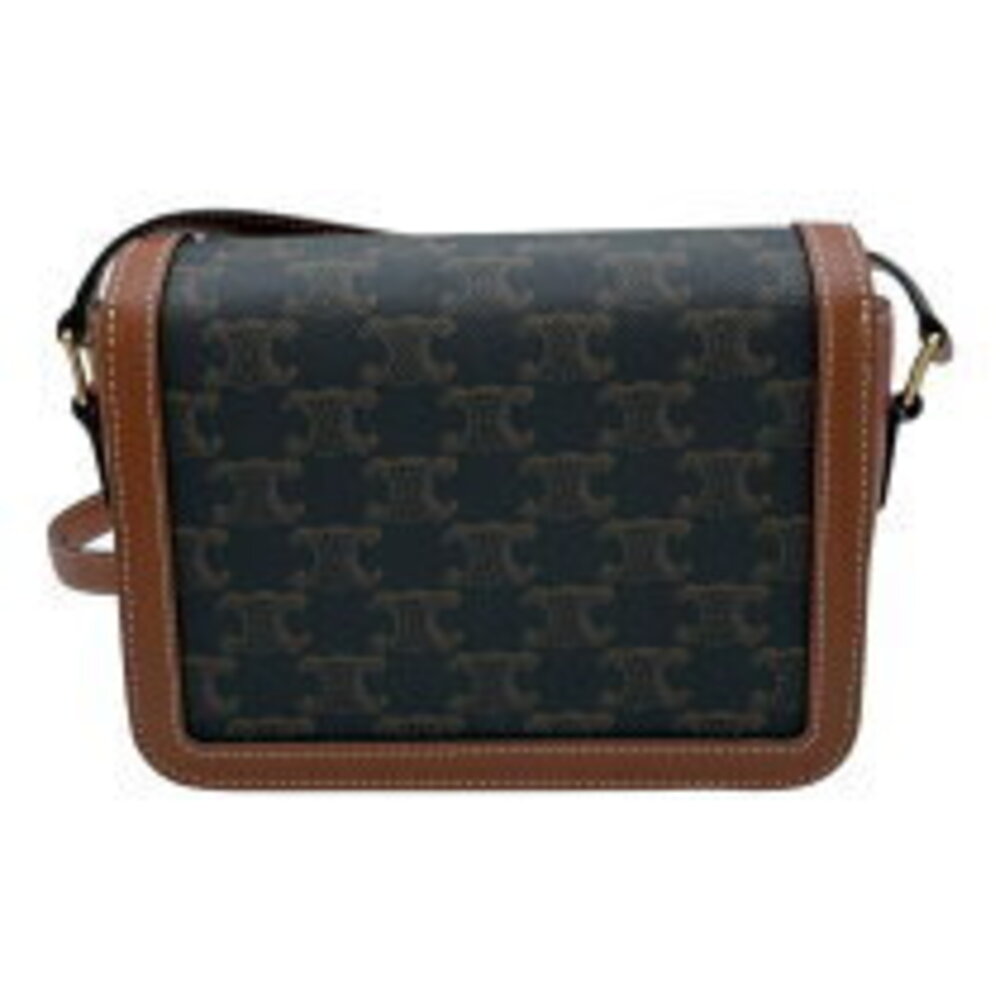 Celine Bag Tan Teen Triomphe Calf Canvas Leather